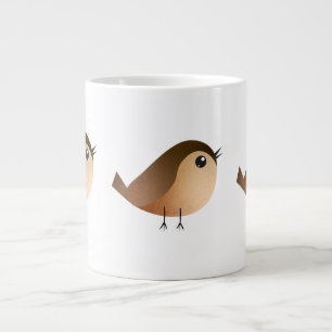 Cute Sparrow Bird Cartoon Large Coffee Mug