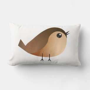 Cute Sparrow Bird Cartoon Lumbar Cushion