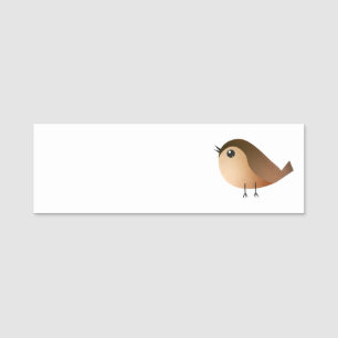 Cute Sparrow Bird Cartoon Name Tag