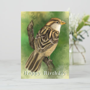 Cute Sparrow Birthday Gard