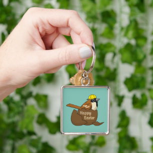 Cute Sparrow Chocolate Egg Happy Easter Key Ring