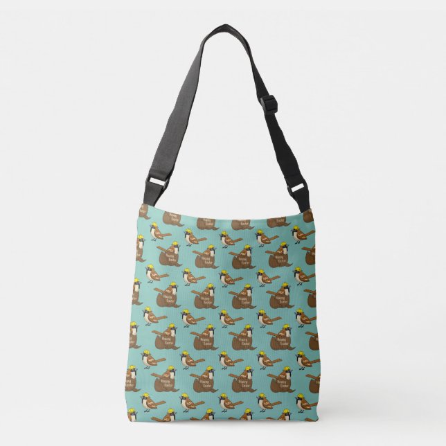 Cute Sparrow Chocolate Egg Happy Easter Pattern Crossbody Bag (Front)