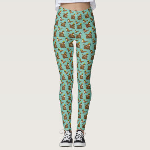 Cute Sparrow Chocolate Egg Happy Easter Pattern Leggings