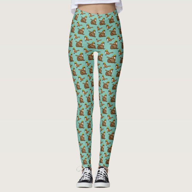 Cute Sparrow Chocolate Egg Happy Easter Pattern Leggings (Front)