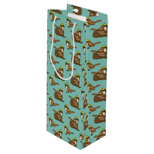 Cute Sparrow Chocolate Egg Happy Easter Pattern Wine Gift Bag