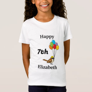 Cute Sparrow with Balloons Birthday   Personalise T-Shirt