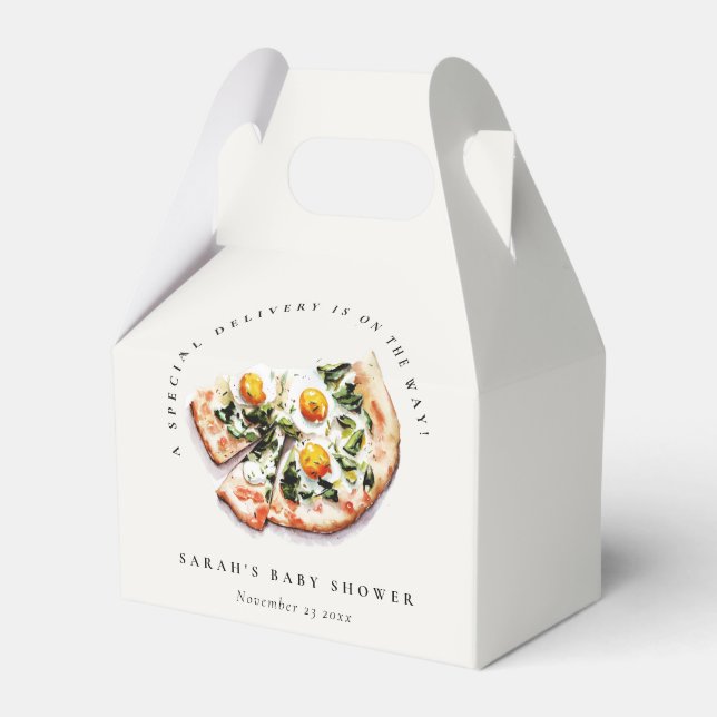 Cute Special Delivery Pizza Baby Shower Party Favour Box (Front Side)