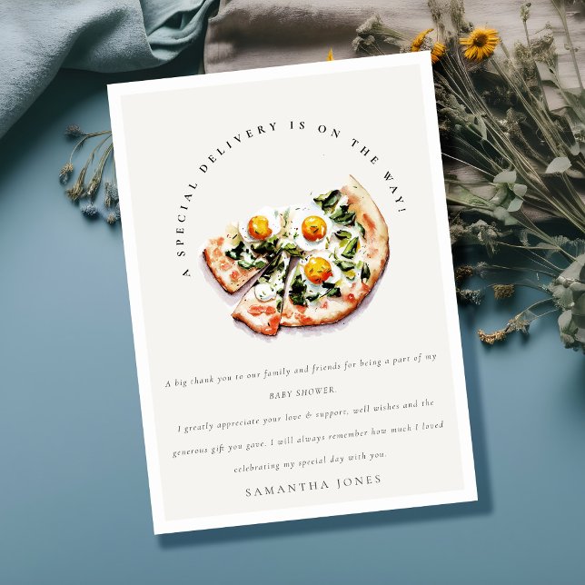 Cute Special Delivery Pizza Baby Shower Party Thank You Card (Creator Uploaded)
