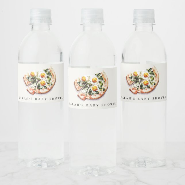 Cute Special Delivery Pizza Baby Shower Party Water Bottle Label (Bottles)