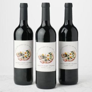 Cute Special Delivery Pizza Baby Shower Party Wine Label