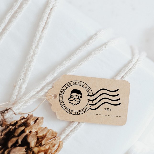 Cute Special North Pole Delivery Santa Postmark Rubber Stamp (Special Delivery From The North Pole Cute Santa Postmark Stamp. Perfect for making your own gift tag)