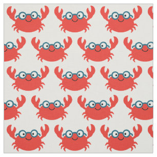 Cute Specky Crab Illustration Fabric