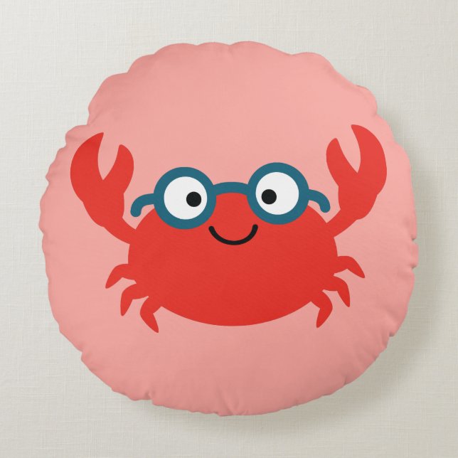 Cute Specky Crab Illustration Round Cushion (Front)