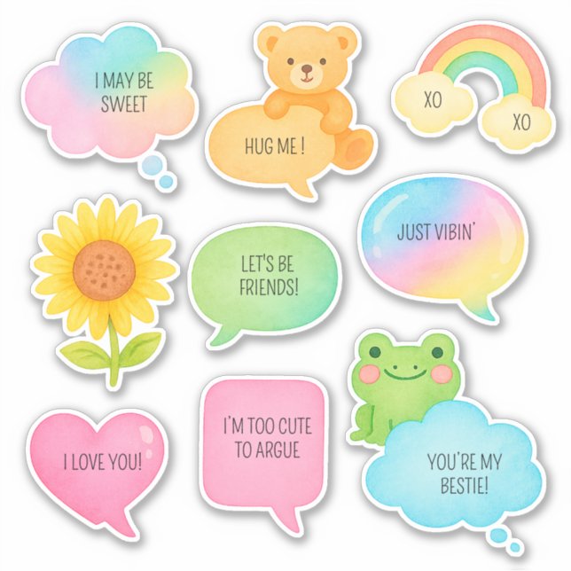 Cute Speech Bubbles kids scrapbook cartoon chat  (Front)