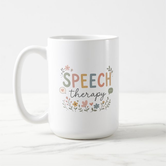 Cute Speech Therapy Floral SLP Speech Language Pat Coffee Mug (Left)