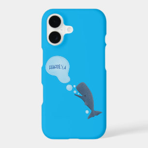 Cute sperm whale blowing bubbles cartoon