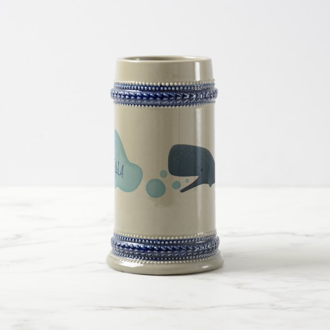 Cute sperm whale blowing bubbles cartoon beer stein (Center)