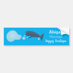 Cute sperm whale blowing bubbles cartoon bumper sticker