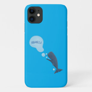 Cute sperm whale blowing bubbles cartoon Case-Mate iPhone case