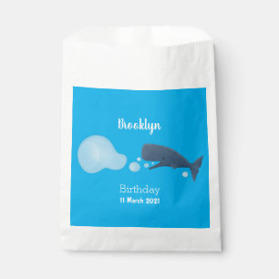 Cute sperm whale blowing bubbles cartoon favour bags