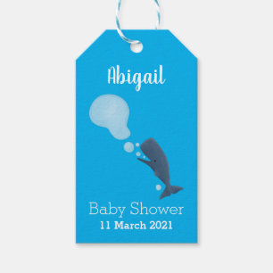 Cute sperm whale blowing bubbles cartoon  gift tags