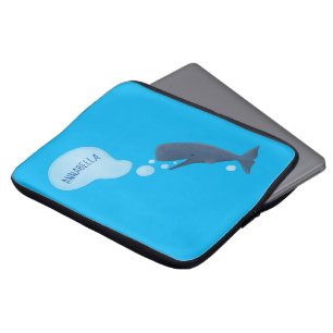 Cute sperm whale blowing bubbles cartoon laptop sleeve