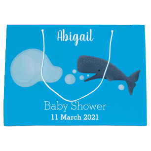 Cute sperm whale blowing bubbles cartoon large gift bag