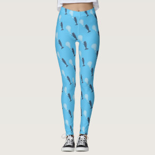 Cute sperm whale blowing bubbles cartoon leggings