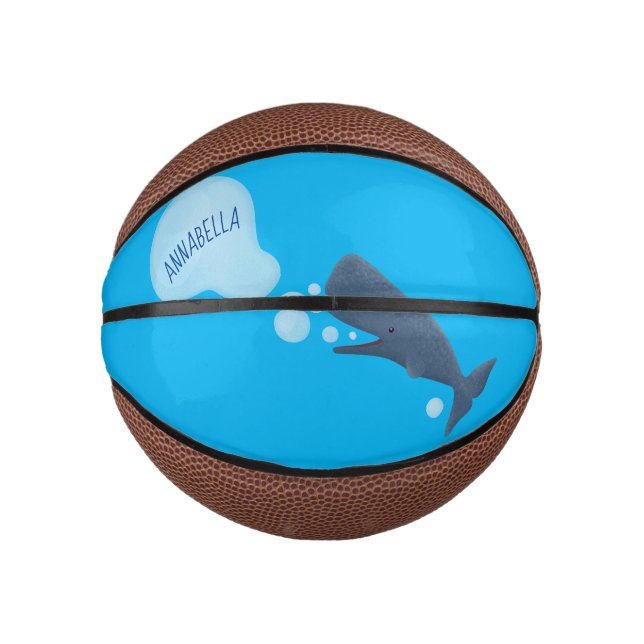Cute sperm whale blowing bubbles cartoon mini basketball (Front)