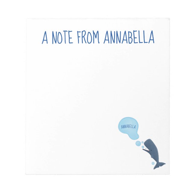 Cute sperm whale blowing bubbles cartoon notepad (Front)