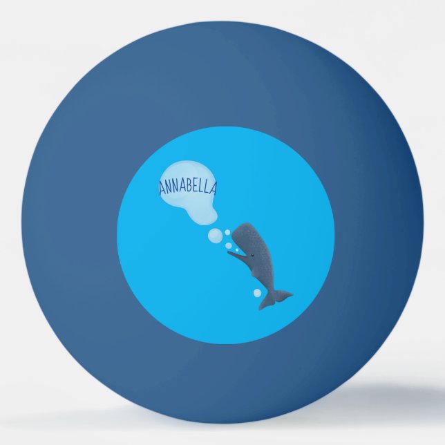 Cute sperm whale blowing bubbles cartoon ping pong ball (Front)
