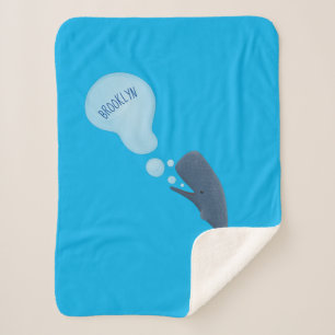 Cute sperm whale blowing bubbles cartoon sherpa blanket
