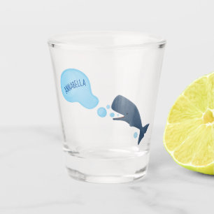 Cute sperm whale blowing bubbles cartoon shot glass