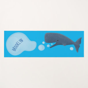 Cute sperm whale blowing bubbles cartoon yoga mat
