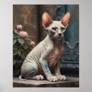 Cute Sphynx Cat Art Print Poster