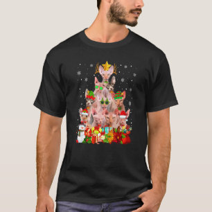 Cute Sphynx Cat Christmas Tree Ornament Cat  Xmas T-Shirt