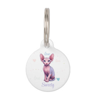 Cute Sphynx Kitten Custom Name Cat Pet Tag