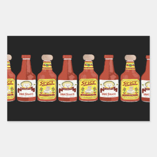Cute Spicy Cats hot sauces illustration black Rectangular Sticker