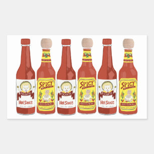 Cute Spicy Cats hot sauces illustration white Rectangular Sticker