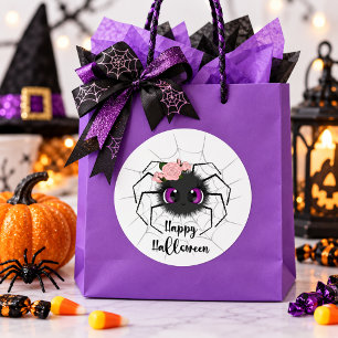 Cute Spider and Roses Classic Round Sticker