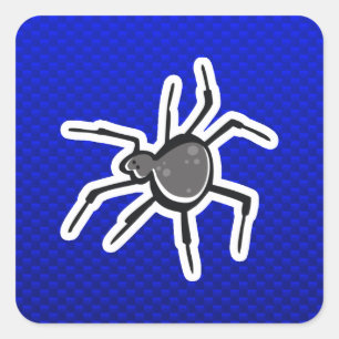 Cute Spider; Blue Square Sticker