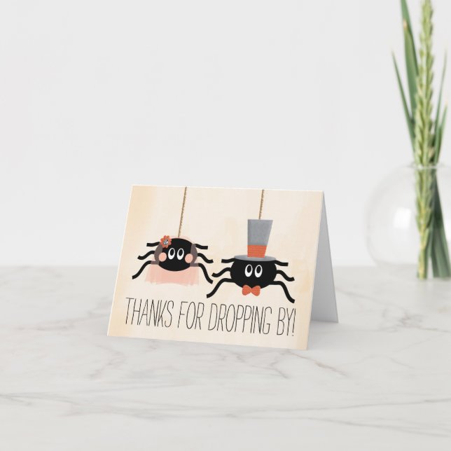 Cute Spider Halloween Wedding Thank You Cards (Front)