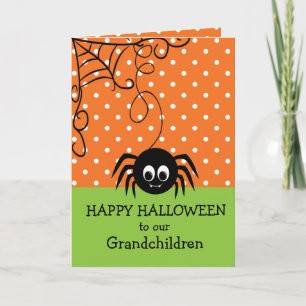 Cute Spider Happy Halloween Grandchildren Card