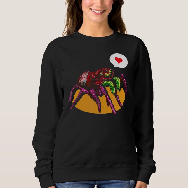 Cute Spider Heart Spiders Web Cobweb Arachnophile Sweatshirt (Front)