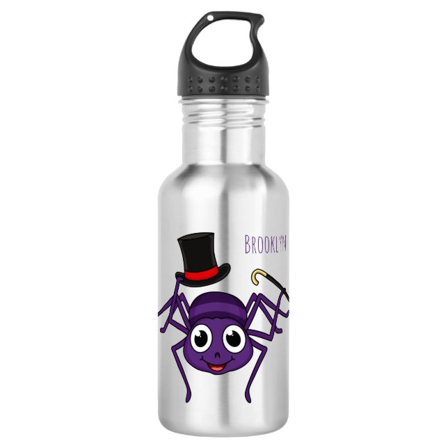 Cute spider in top hat cartoon 532 ml water bottle (Front)