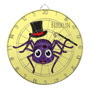 Cute spider in top hat cartoon dartboard