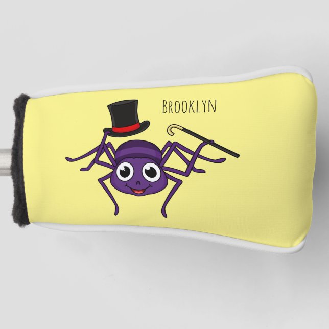 Cute spider in top hat cartoon golf head cover (Front)