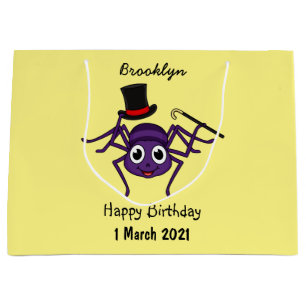 Cute spider in top hat cartoon large gift bag
