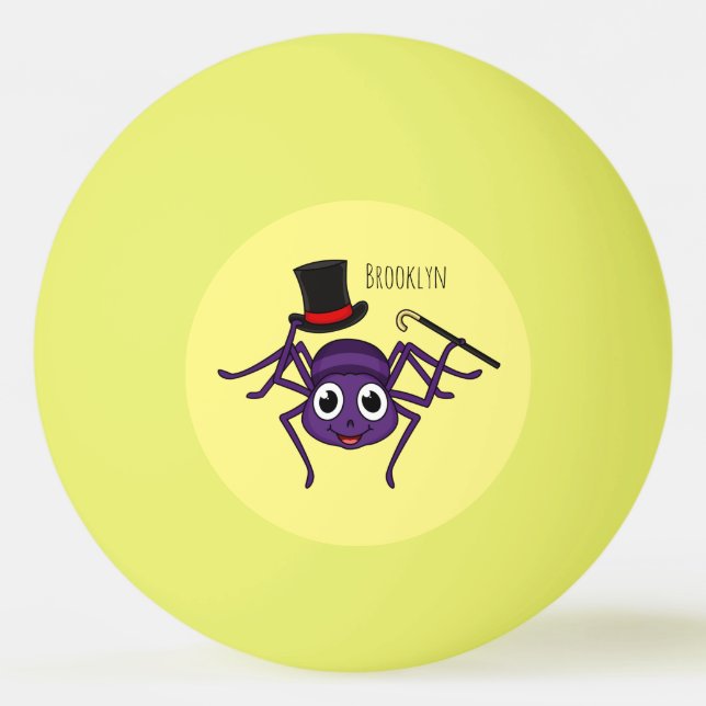 Cute spider in top hat cartoon ping pong ball (Front)
