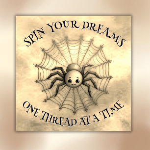 Cute Spider Inspirational Quote Monogram on beige Poster